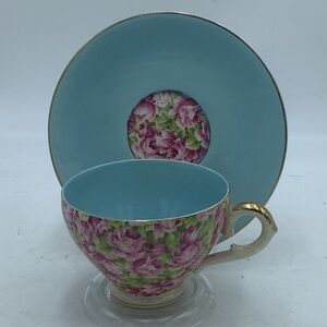 Vintage Royal Leighton Ware England Roses Teacup and Saucer